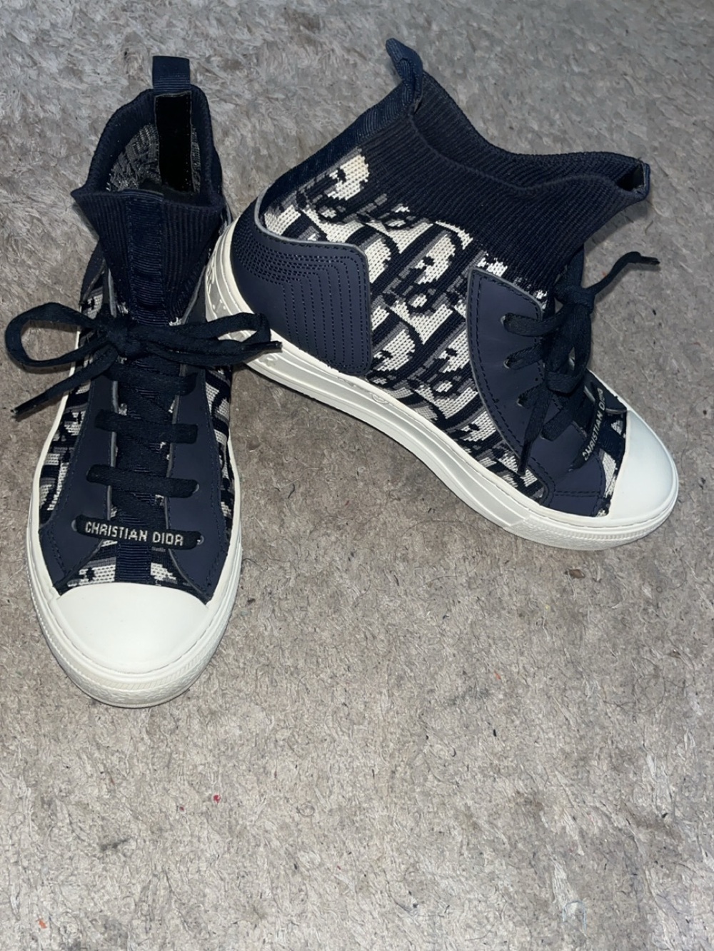 Dior Navy and White High-Top Sneakers